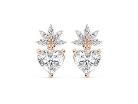 Marquise Floral Heart Earrings Hot on Sale