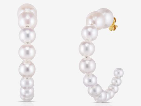 Graduated Pearl Hoops Online Hot Sale