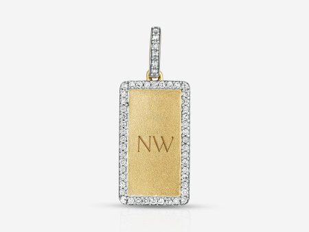 Pavé Border Engravable Rectangle Pendant Online Sale